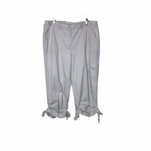 Kim Rogers Size 16 Stretch Cargo Capri Pants Drawstring Hemline Tan Casual Khaki